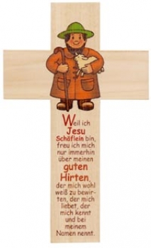 Holzkreuz  20 x 12 cm, eckig - Hirte für Kinder