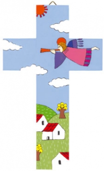 Kreuz El Salvador - Engel mit Trompete 12 cm