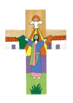 Kreuz El Salvador Jesus/Taube 12 cm